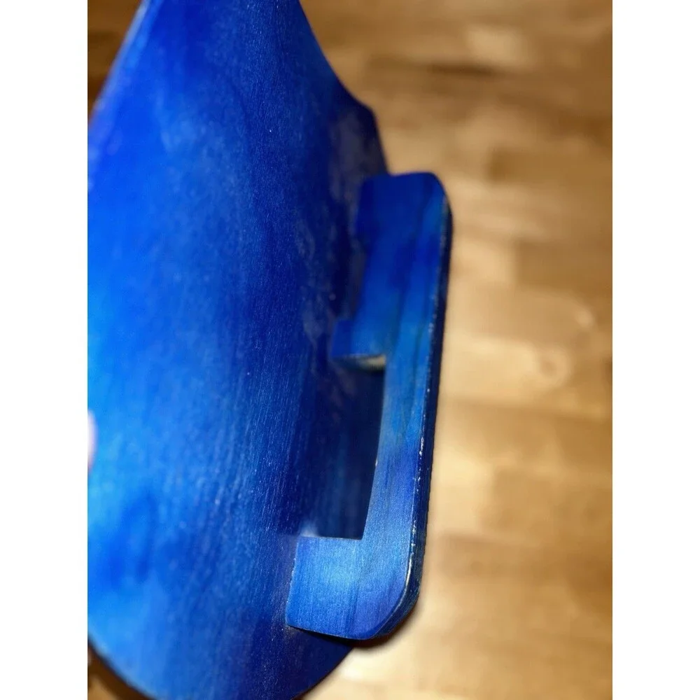 Handmade Blue Wooden Toy Shield With Handle and Lightning Bolt